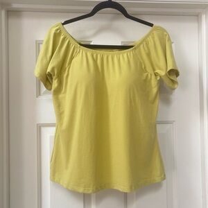 Soft Surroundings Built-In Bra Top 38D Cotton Stretch Short Sleeve Tee